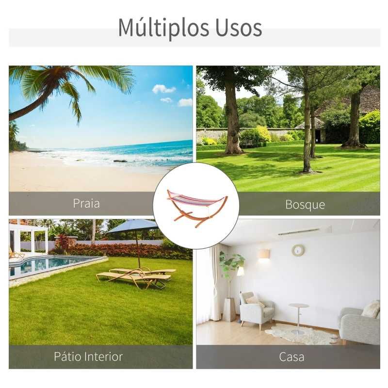 Cama Rede com Suporte de Madeira