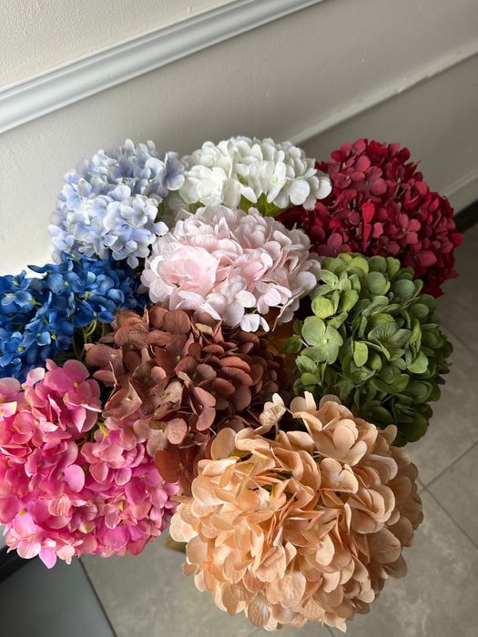 Hortensja sztuczna wyrobowa duża głowa biała różowa niebieska bordo