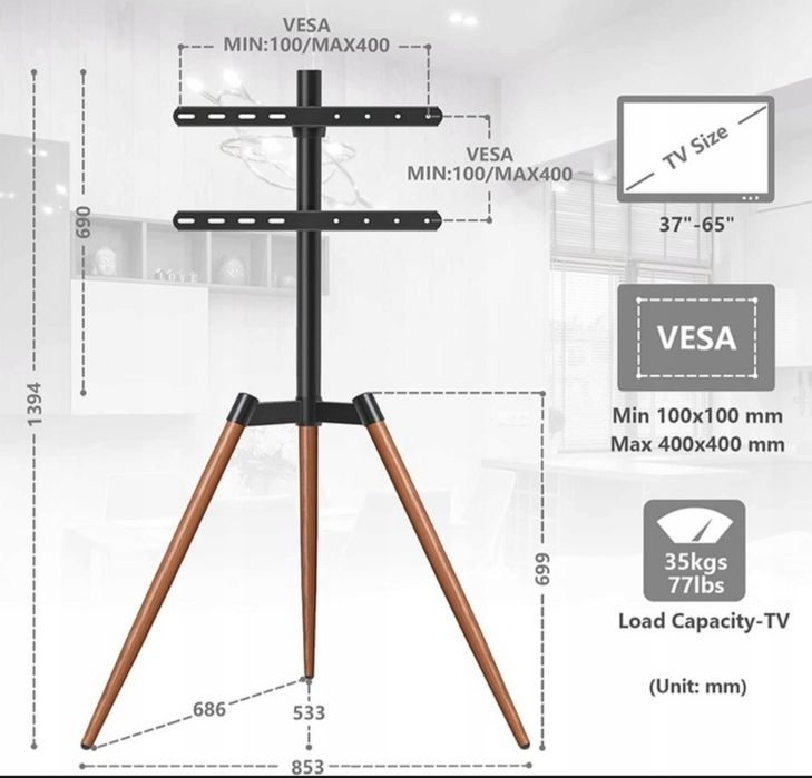 Podstawa TV Rfiver TC104 TC104BWM Tripod Stand UCHWYT 32-65'' VESA