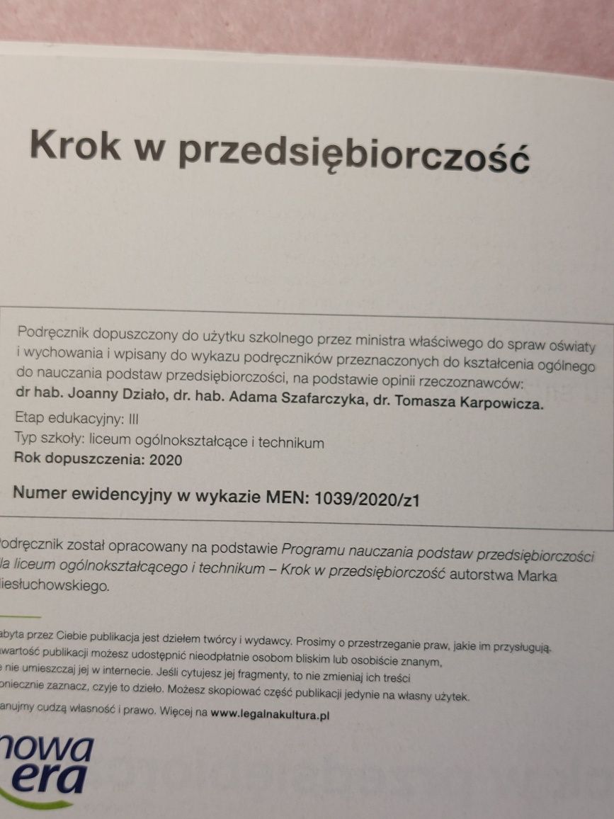 Krok w przedsiębiorczość LO aktualna podstawa programowa MEN