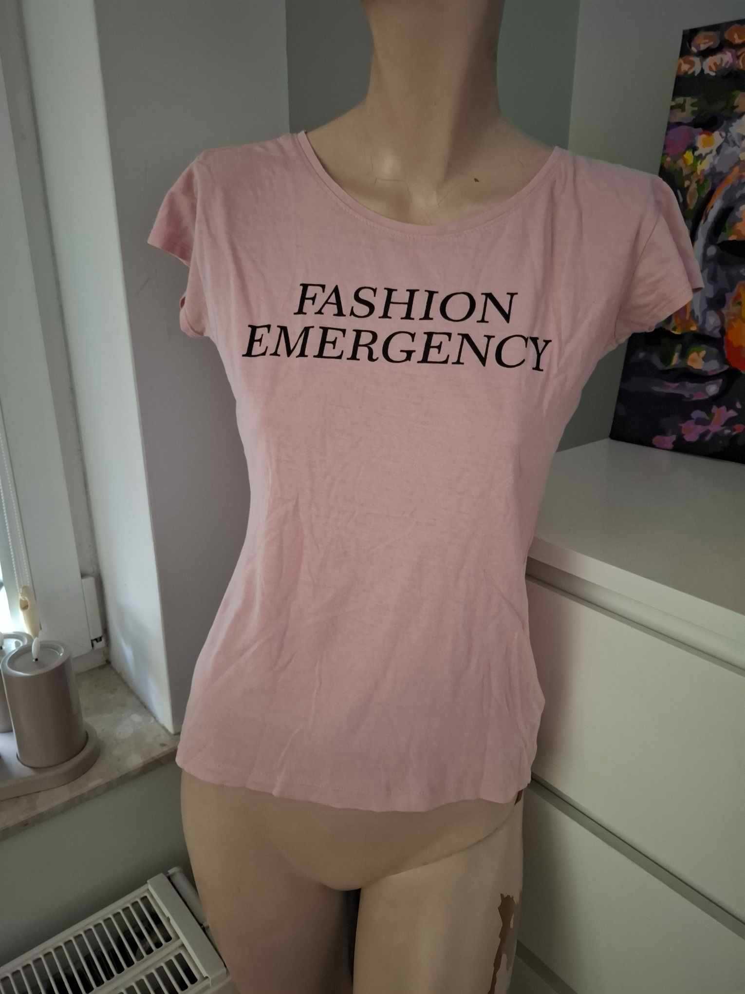 M 38 Sinsay pudrowo różowa koszulka różowy T-shirt pudrowy róż