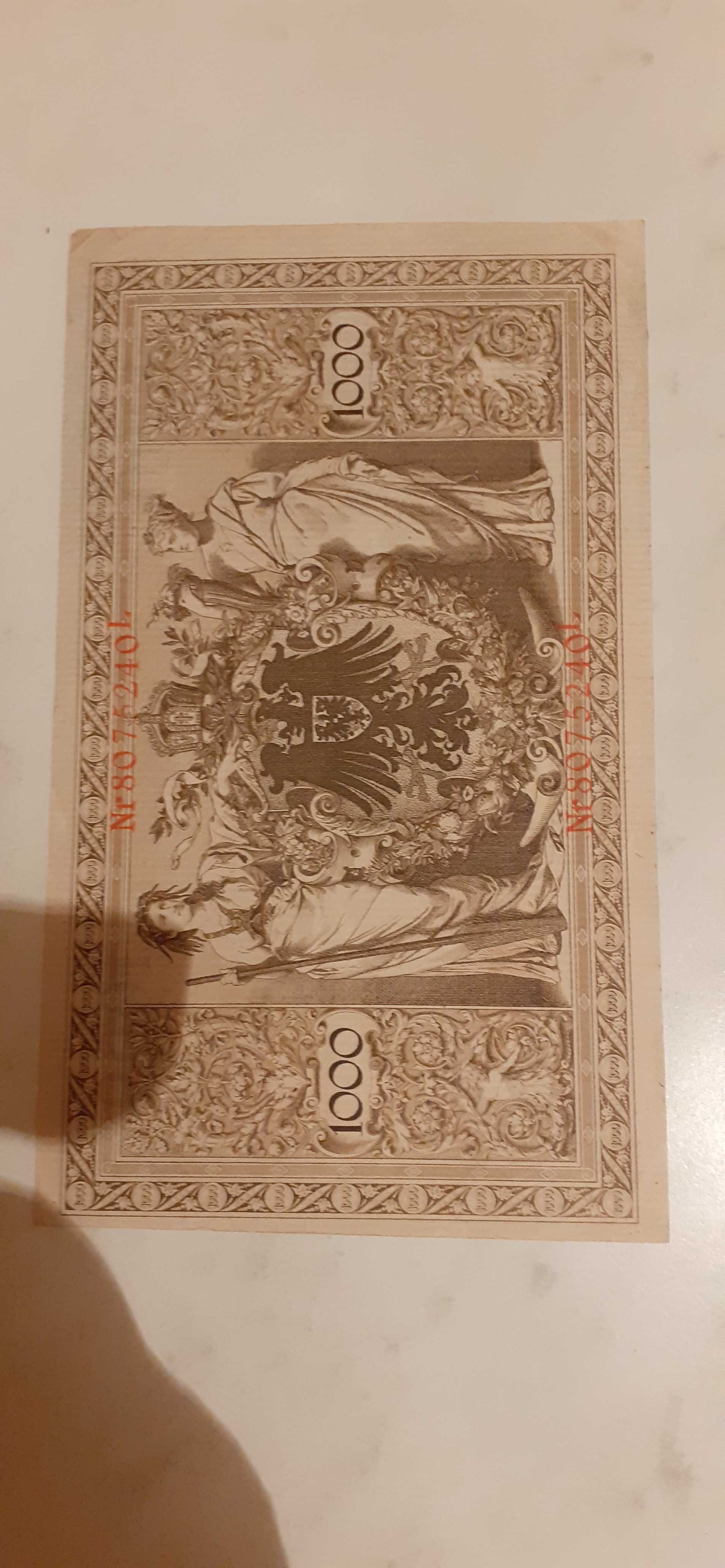 Banknoty Niemcy 1000 marek z 1910 r. seria L , D