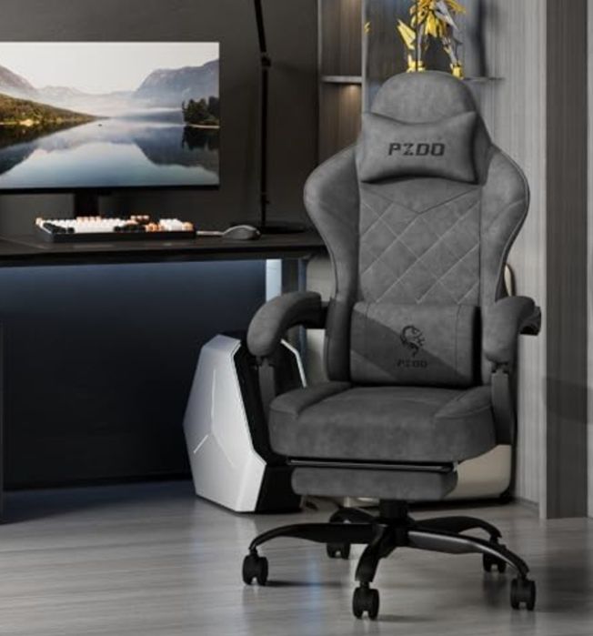 Fotel gamingowy, ergonomiczny fotel gamingowy z podnóżkiem, krzesło ga