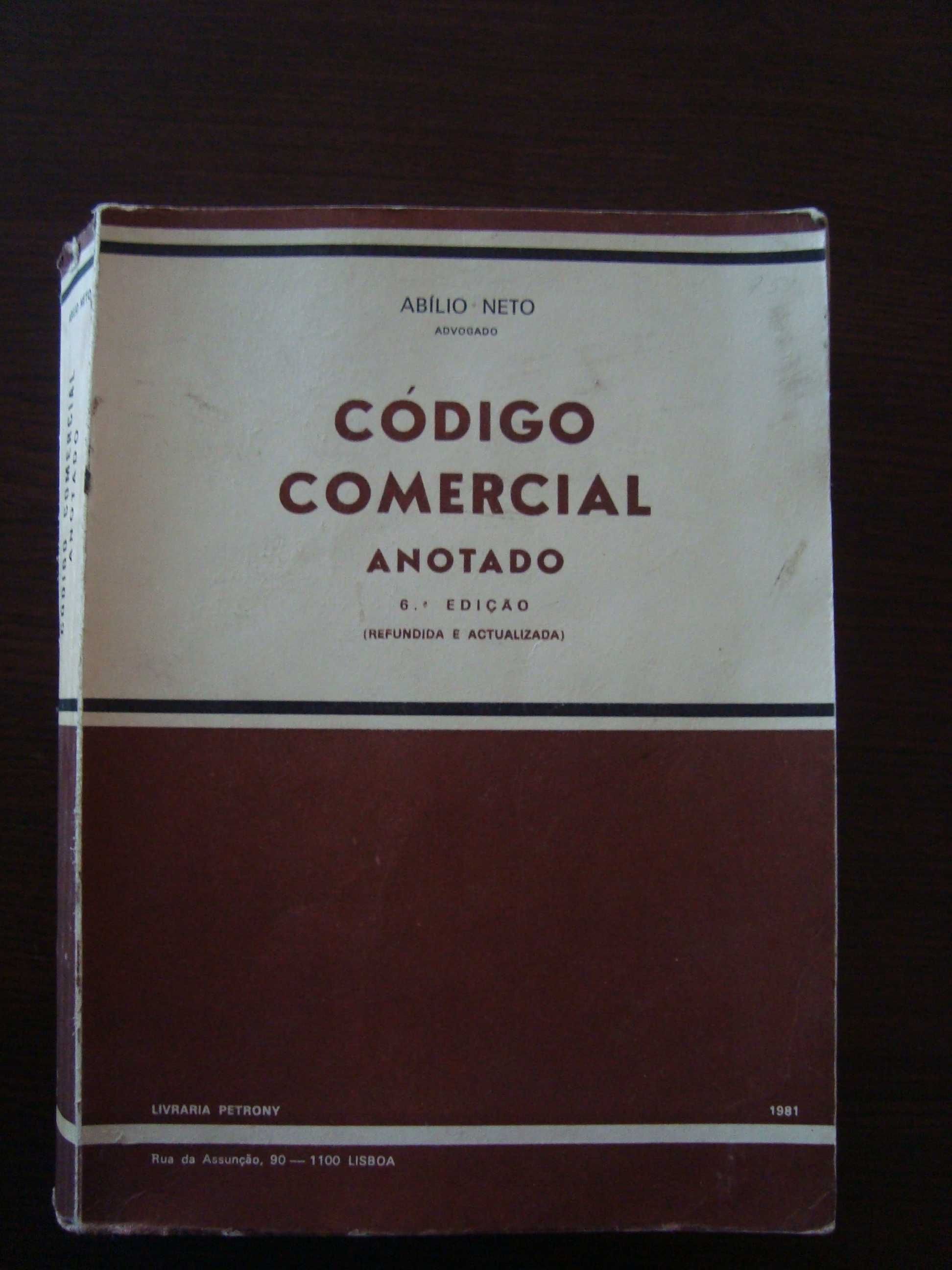 livro “Código Comercial Anotado” de 1981, do autor Abílio Neto.
