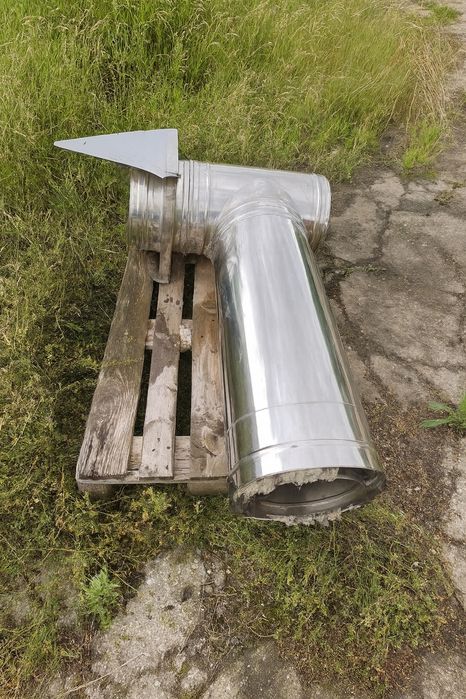 Komin stalowy izolowany Ø250 – trójnik 90° + rura 1 m, ICS50, kwasoodp