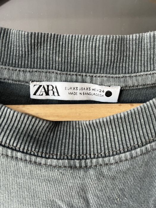 Zara koszulka niebieska brudny niebieski sciagacze lamówki