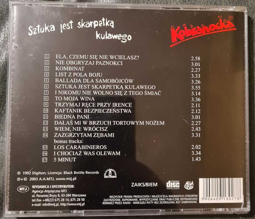 Sztuka Jest Skarpetką Kulawego - KOBRANOCKA  (wydanie 2003)  CD