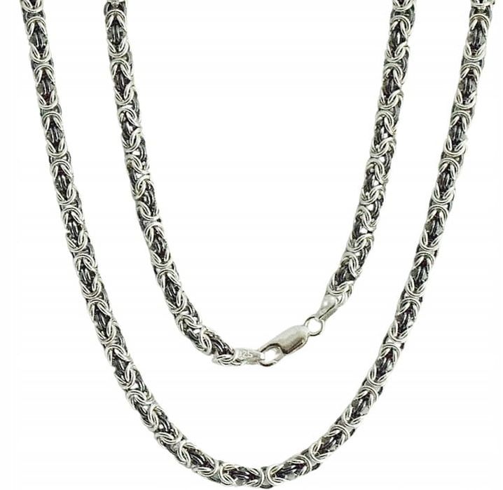 Srebrny Łańcuszek Splot Królewski 4,50 mm Oksydowany pr 925 Grawer