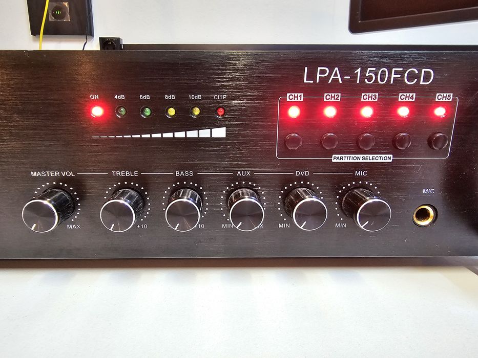 Підсилювач трансляційний QQ LPA 150FCD, з DVD/CD, на 5 каналів