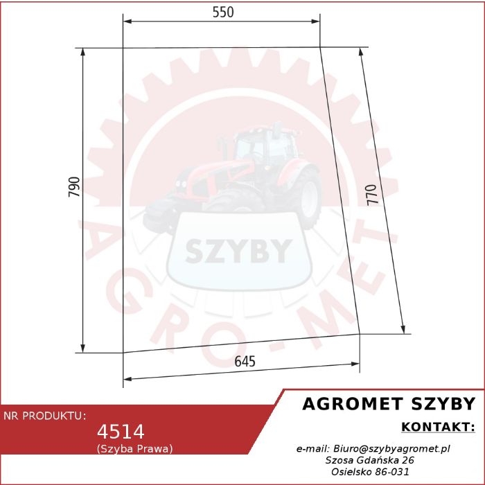 szyba bok lewy do ciągnika Ford seria 35 Case JX(U), Fiat L, NH ACX278