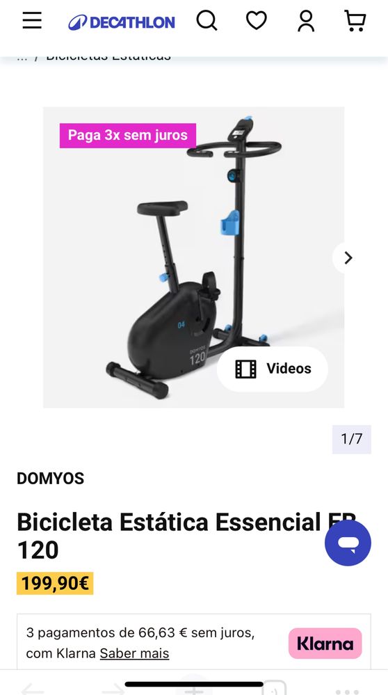 Bicicleta estatica Domyos essencial EB 120