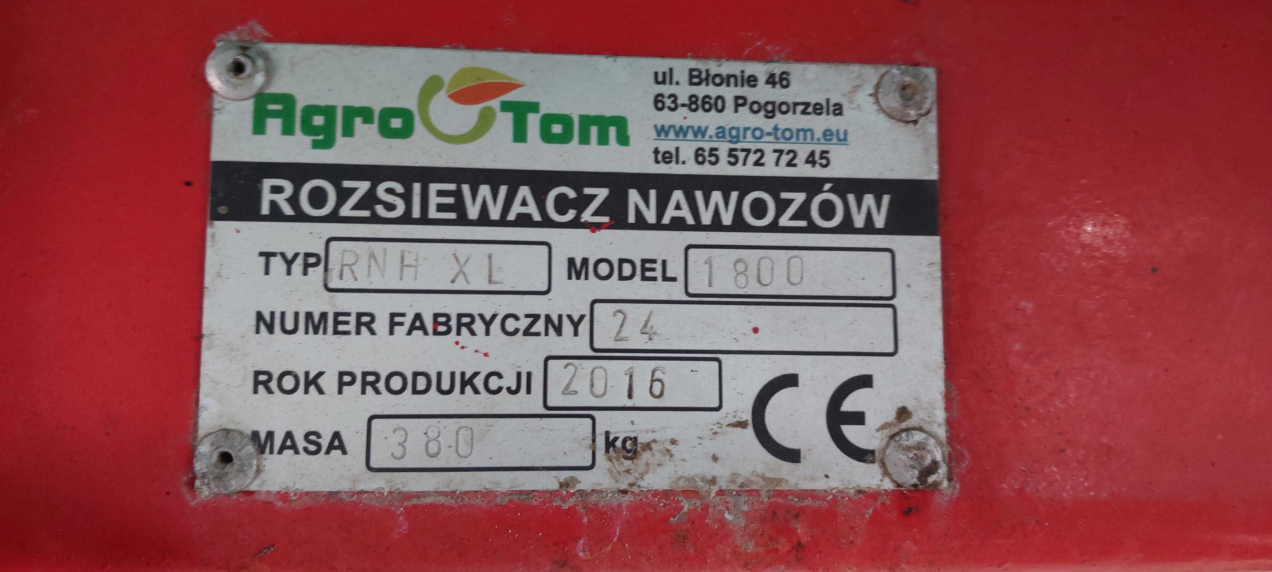 Rozsiewacz nawozu Agro Tom RNH XL 2016r. 12-28m
