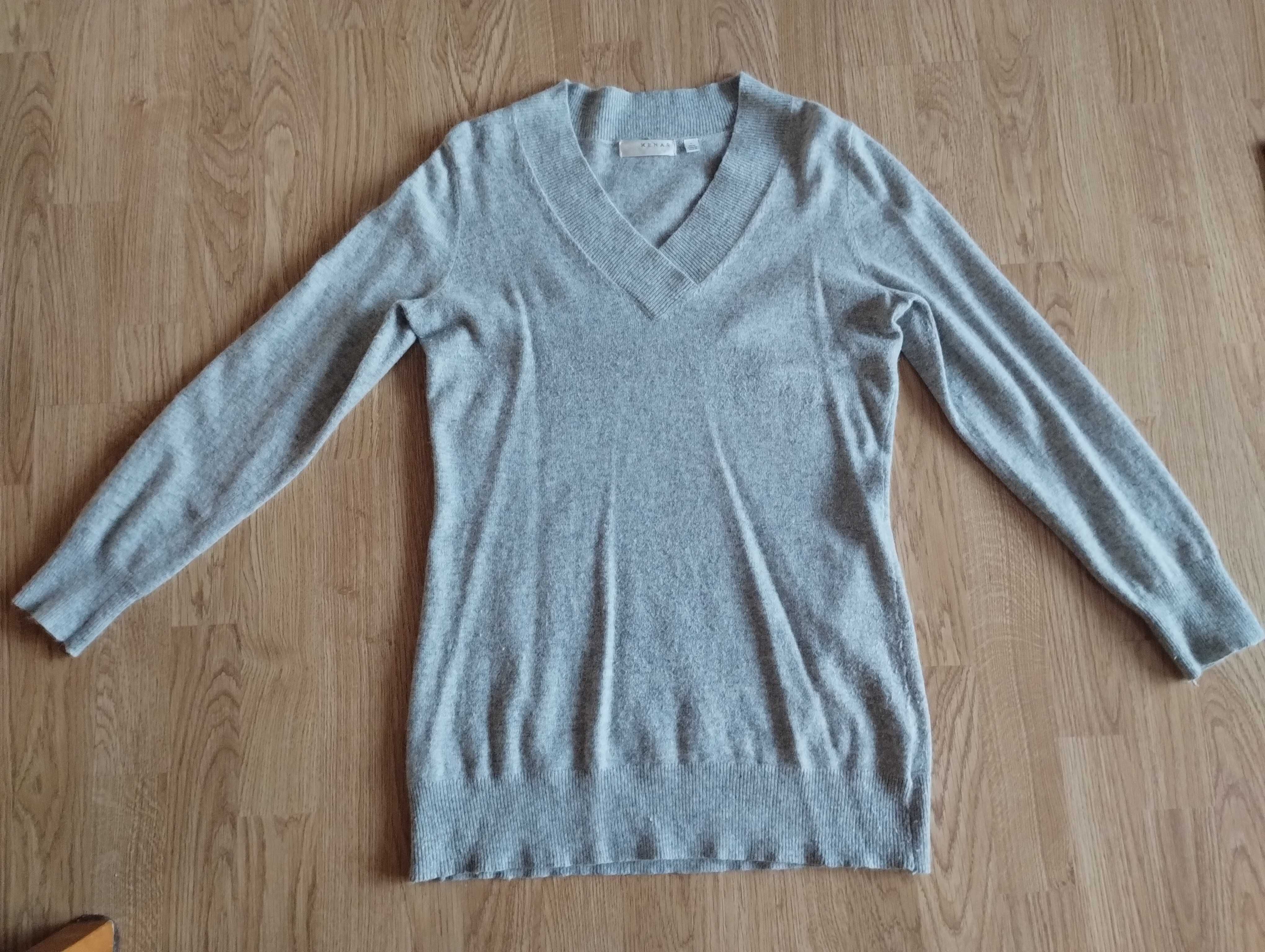 Sweter damski siwy z domieszką angory L-XL lub 40-42 dłuższy