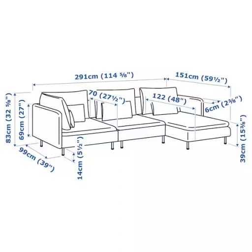 IKEA SÖDERHAM Sofa 3-osob/w wersji rozkładanej do spania+szezląg- dost