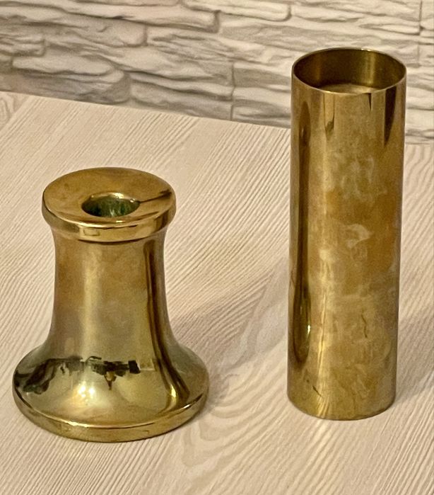 Sprzedam dwa złote świeczniki z mosiądzu