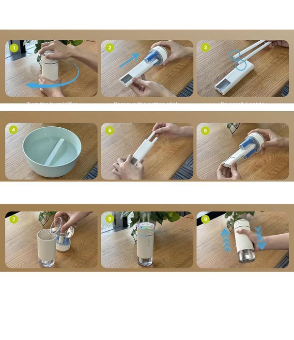 Mini nawilżacz powietrza z oświetleniem i trybem samochodowym Przenośn