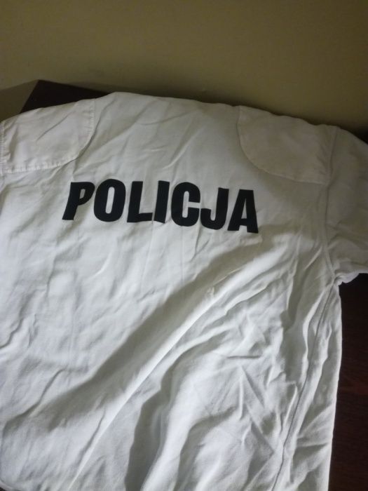 Koszulka krótki rękaw kol. biały z pagonami"POLO Policja"
