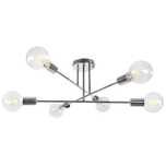 Lampa sufitowa wisząca żyrandol srebrna chromowana 6 punktów E27 loft