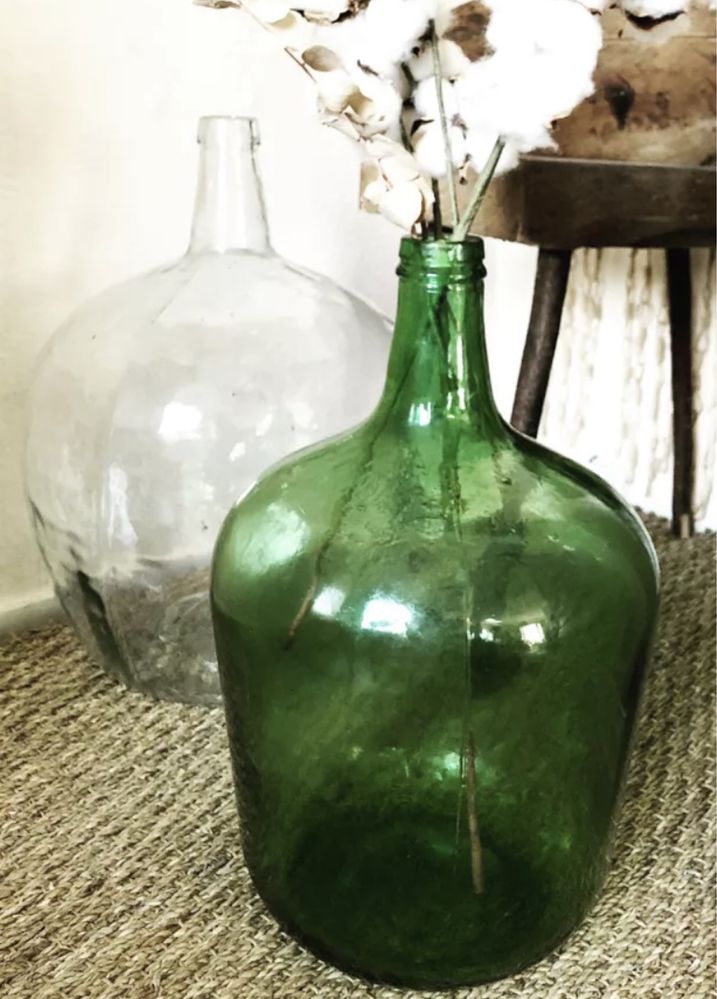 Jarra decorativa em vidro verde/castanho/transparente