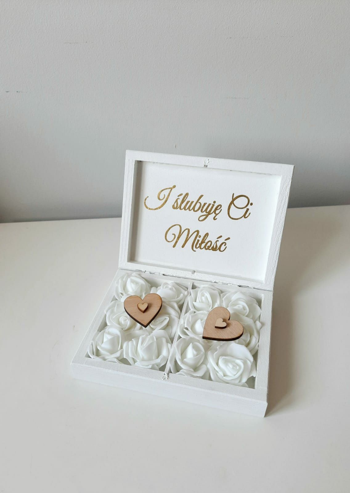 Białe pudełko na obrączki wesele ślub akcesoria ślubne Dekoracje