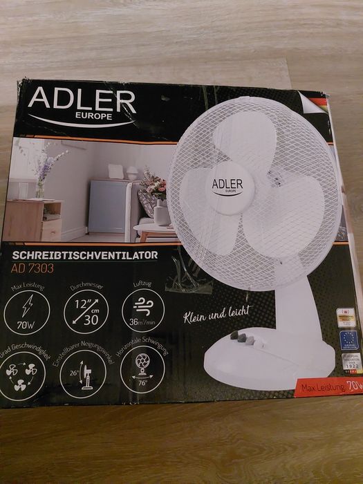 Wentylator stołowy/biurkowy biały Adler AD 7303