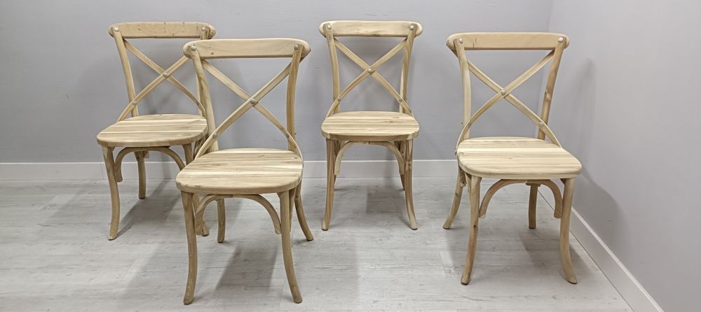 Krzesła drewniane krzyżak Fameg, szlifowane do malowania dost. 30szt