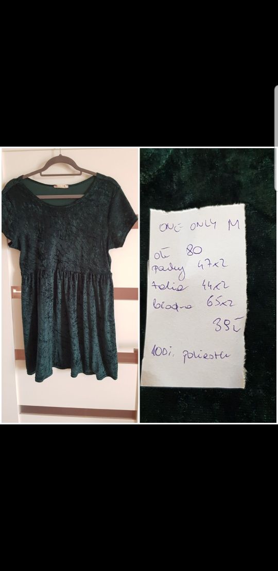 Sukienka zielona welurowa  rozkloszowana 38