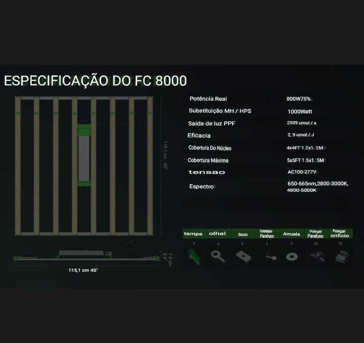FC8000 Marshydro 800w iluminação led chip Samsung Lm301B indoor grow
