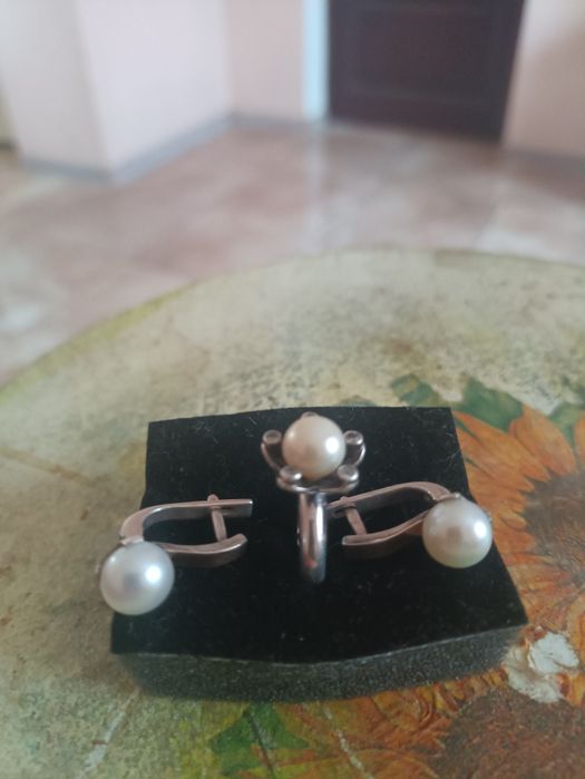 Колечко с жемчужинкой и серьги