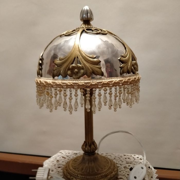 Lampa stojąca secesyjna mosiężna, styl boudoir