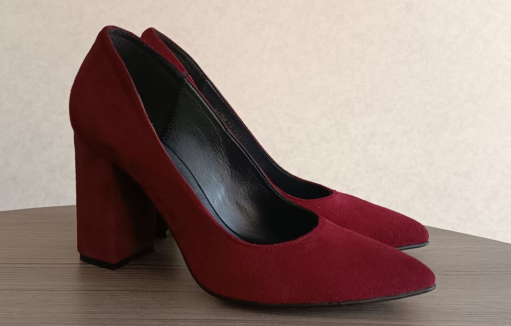 Туфлі лодочки натуральна замша бордові