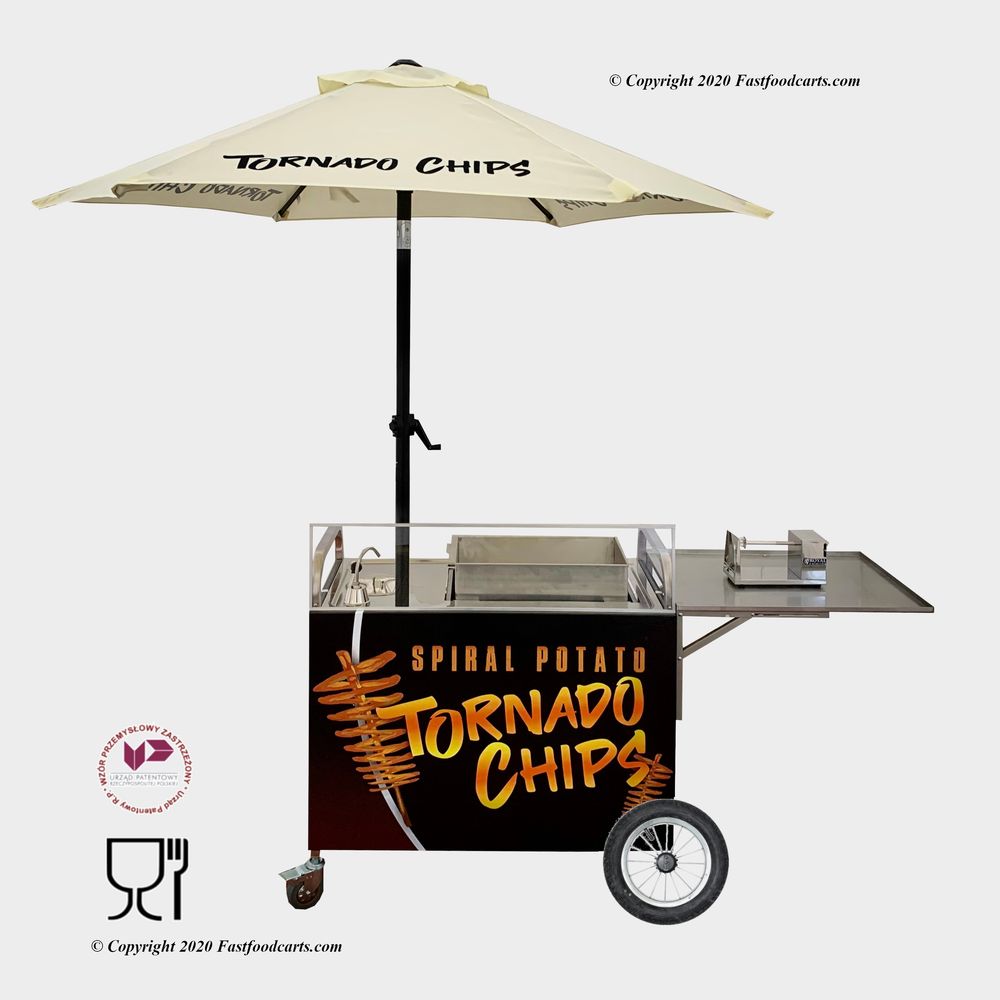 Nowy wózek gastronomiczny Chipstix gaz stoisko zakręcona frytka VAT23%