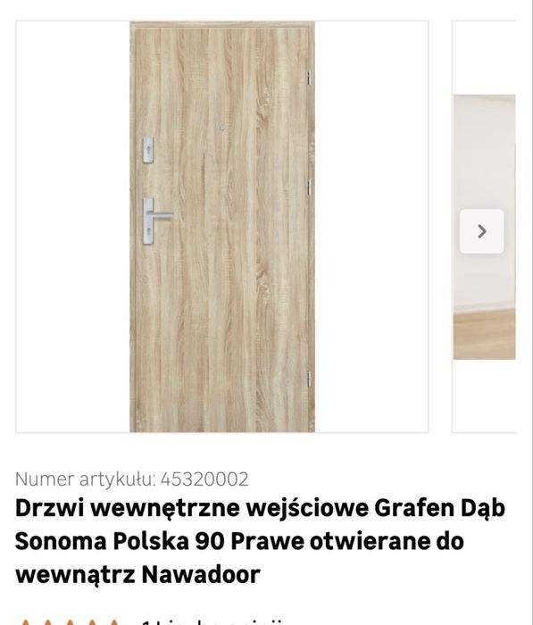 Drzwi wewnętrzne wejściowe, Dąb Sonoma, 90 Prawe