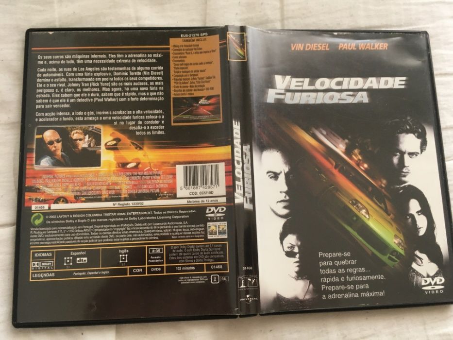 Velocidade Furiosa - DVD 9Gb DTS Filme original com DTS (Portes CTT (GRÁTIS)