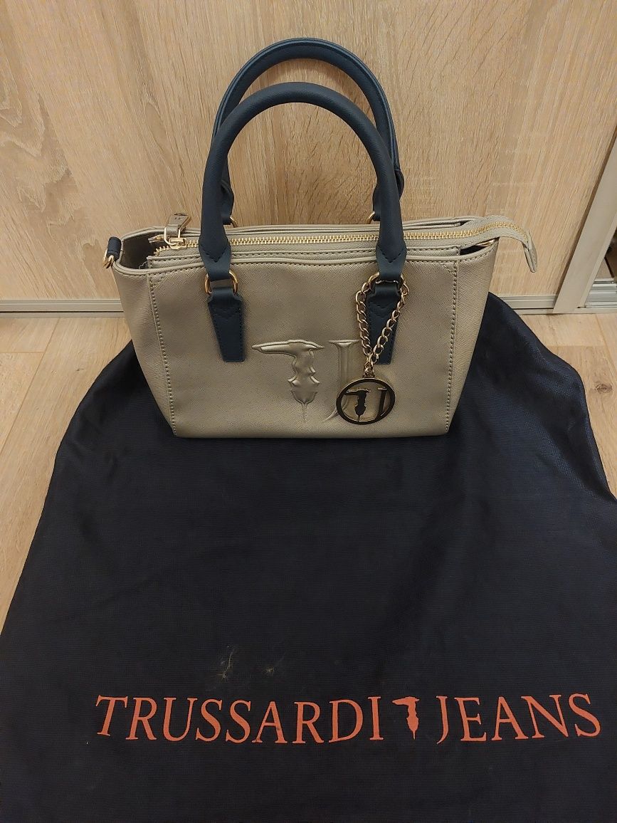 Torebka Trussardi Jeans srebrno granatowa