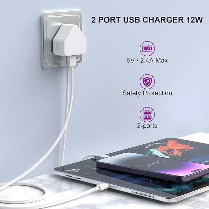 Ładowarka Do Iphone'a [Certyfikat Mfi] 2 Sztuki Podwójnych Adapterów