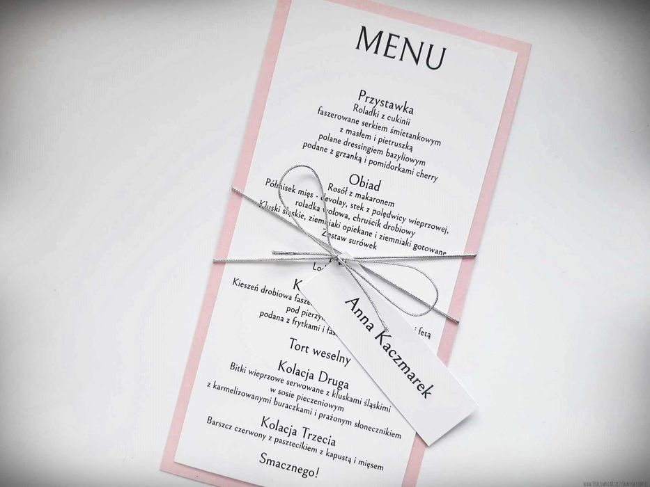 Karta menu z winietką