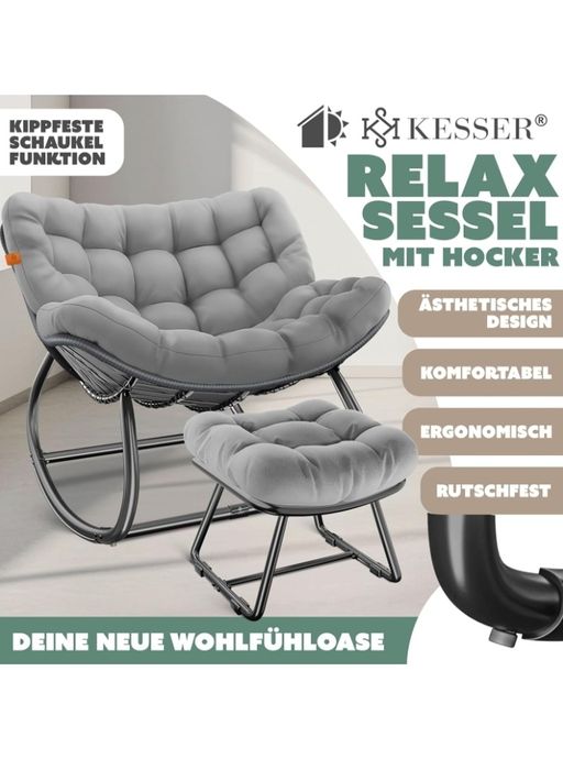 Fotel bujany z podnóżkiem do wewnątrz i na zewnątrz