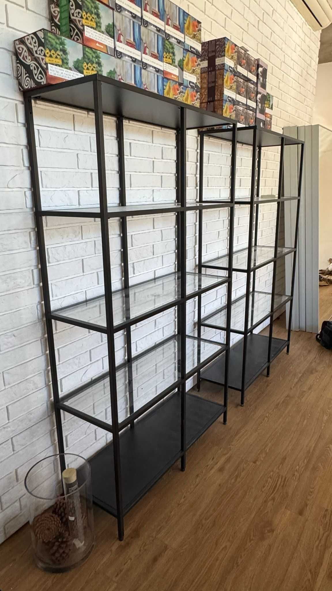 Regały metalowo-szklane – zestaw 5 sztuki – nowoczesny design