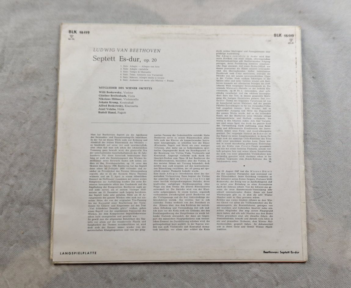 Winyl Beethoven, Wiener Septett Es-dur, op. 20
