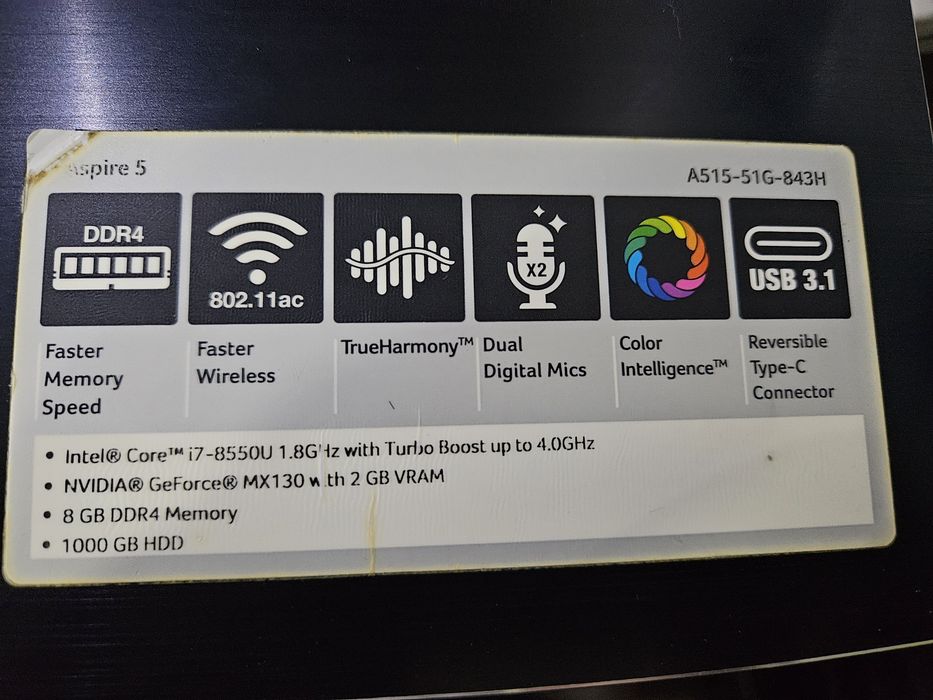 Portatil Acer A515-51G I7 500gb 8gb ram