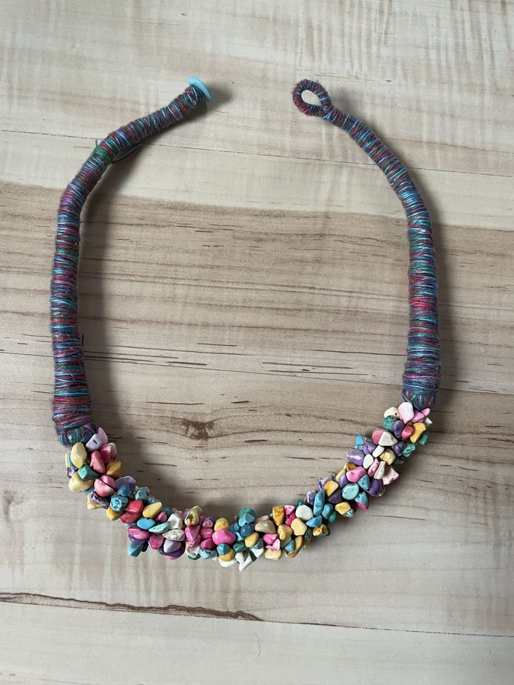 Naszyjnik z naturalnego kamienia boho vintage DIY