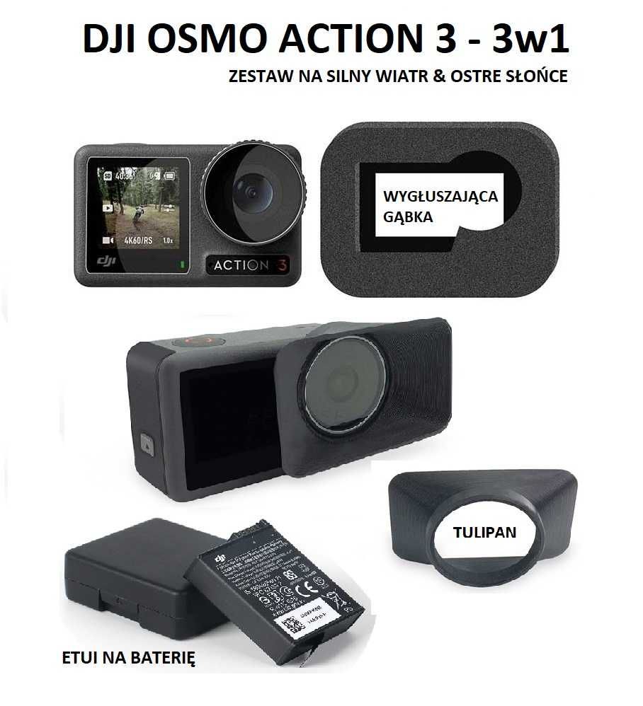 DJI Osmo Action 3 – ZESTAW 3w1 - na mocne słońce i silny wiatr