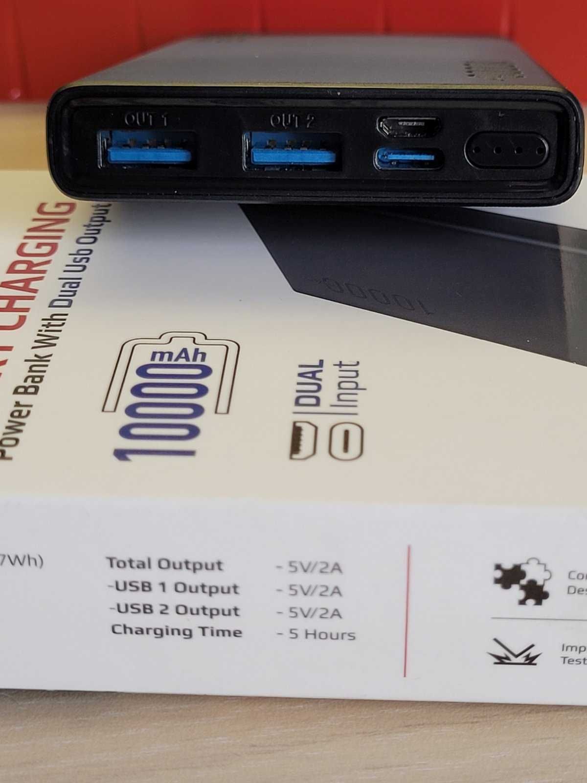 Новый Павербанк УМБ Promate Bolt-10 10000 mAh 10Вт 2xUSB Black