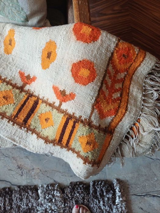 Piękny oryginalny wełniany kilim Cepelia 80x220 cm
