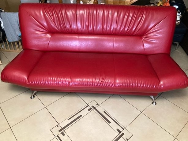 Czerwona skórzana sofa/kanapa