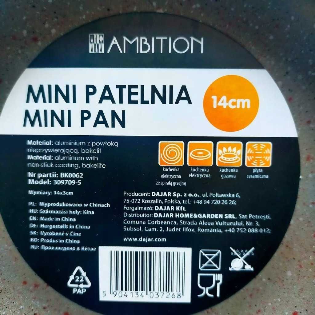 Mini PATELNIA AMBITION 14 cm Non-Stick 3 kolory Kremowa SZARA CZARNA