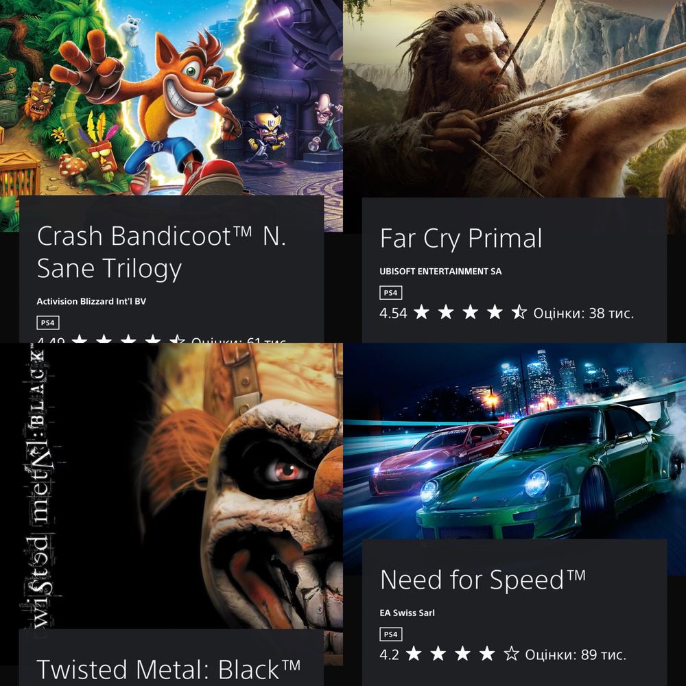 Аккаунт с играми PS4 / PS5