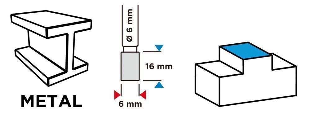 Frez Do Metalu Hm, Typ A (Walcowy), 6 X 16 Mm, Trzpień 6 X 45 Mm