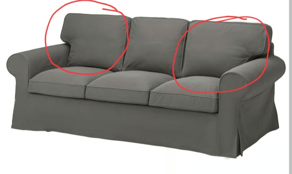 EKTORP Pokrycie poduszki oparcia  sofy 3 osobowej, Hakebo ciemnoszary